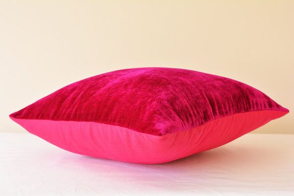 Fuschia velvet outlet cushion